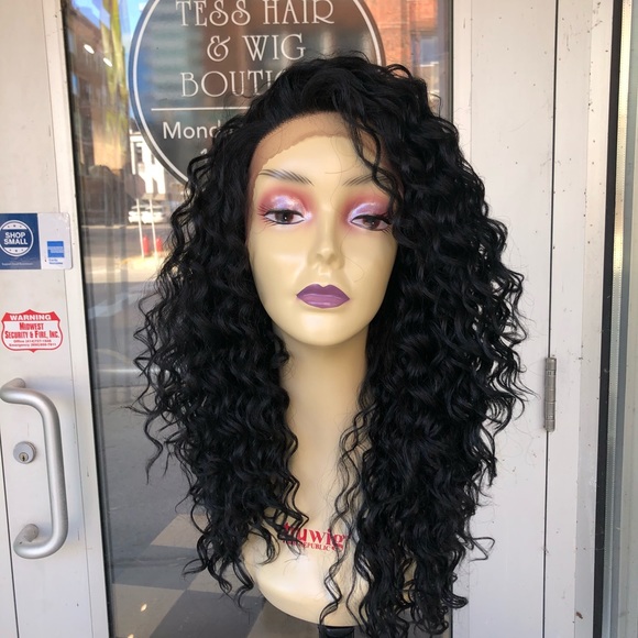 Black long lacefront curly freepart wig Alopecia
